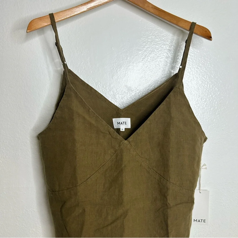 NWT MATE The Label 100% Linen Camisole Tank Top Green Size XL